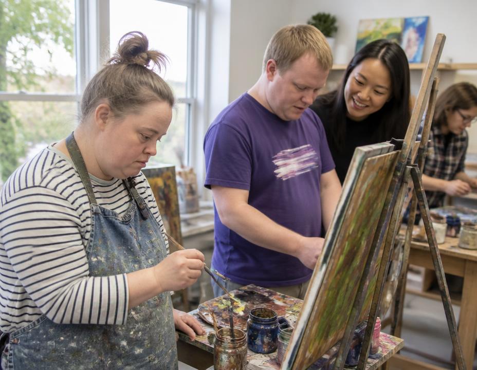 Adults enjoying arts & culture in their local community